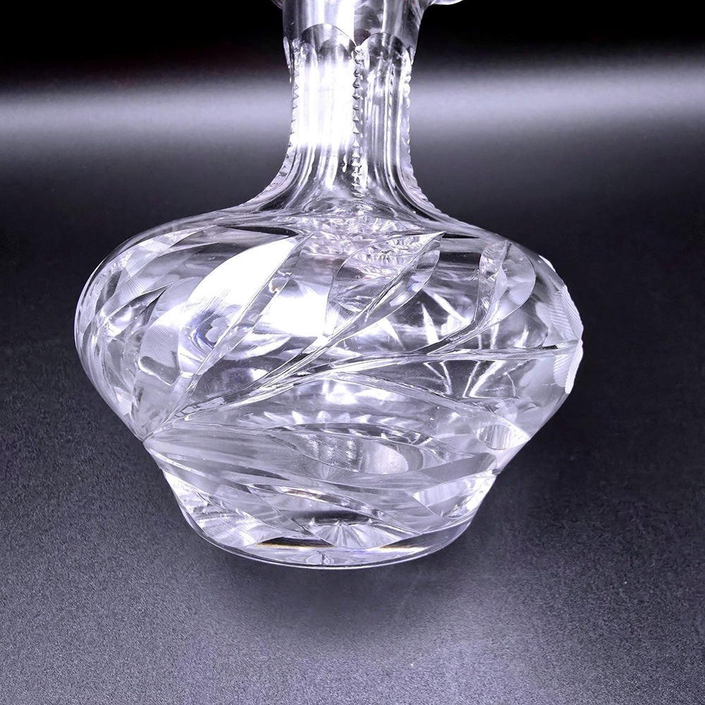 Vintage Cut Crystal Perfume Decanter Etched Floral Design Faceted Stopper 5.75" - Picture 4 of 11
